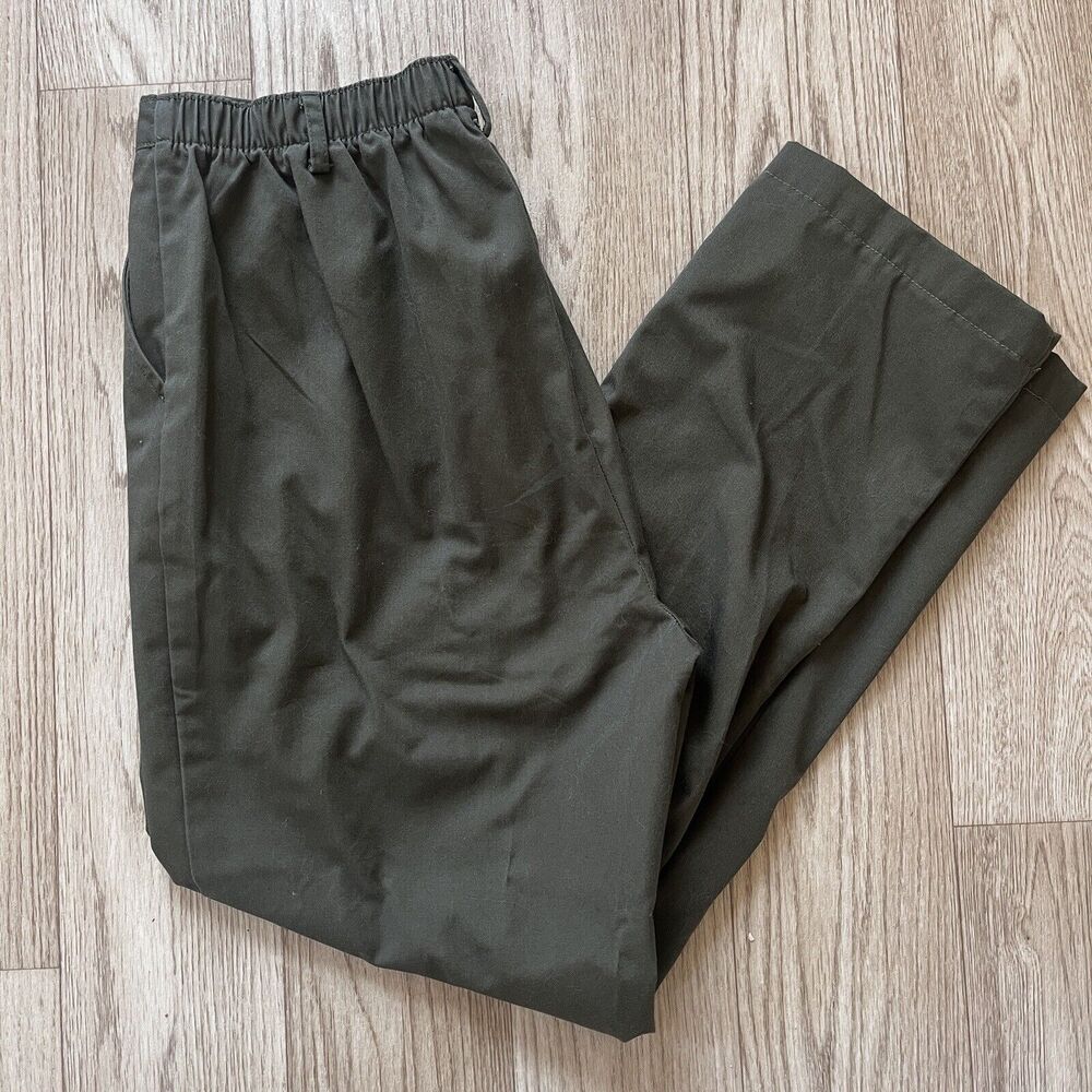 Women's Lands End Olive Green Pants Chino Straight Leg Dress Work - 10 Petite - Picture 2 of 7